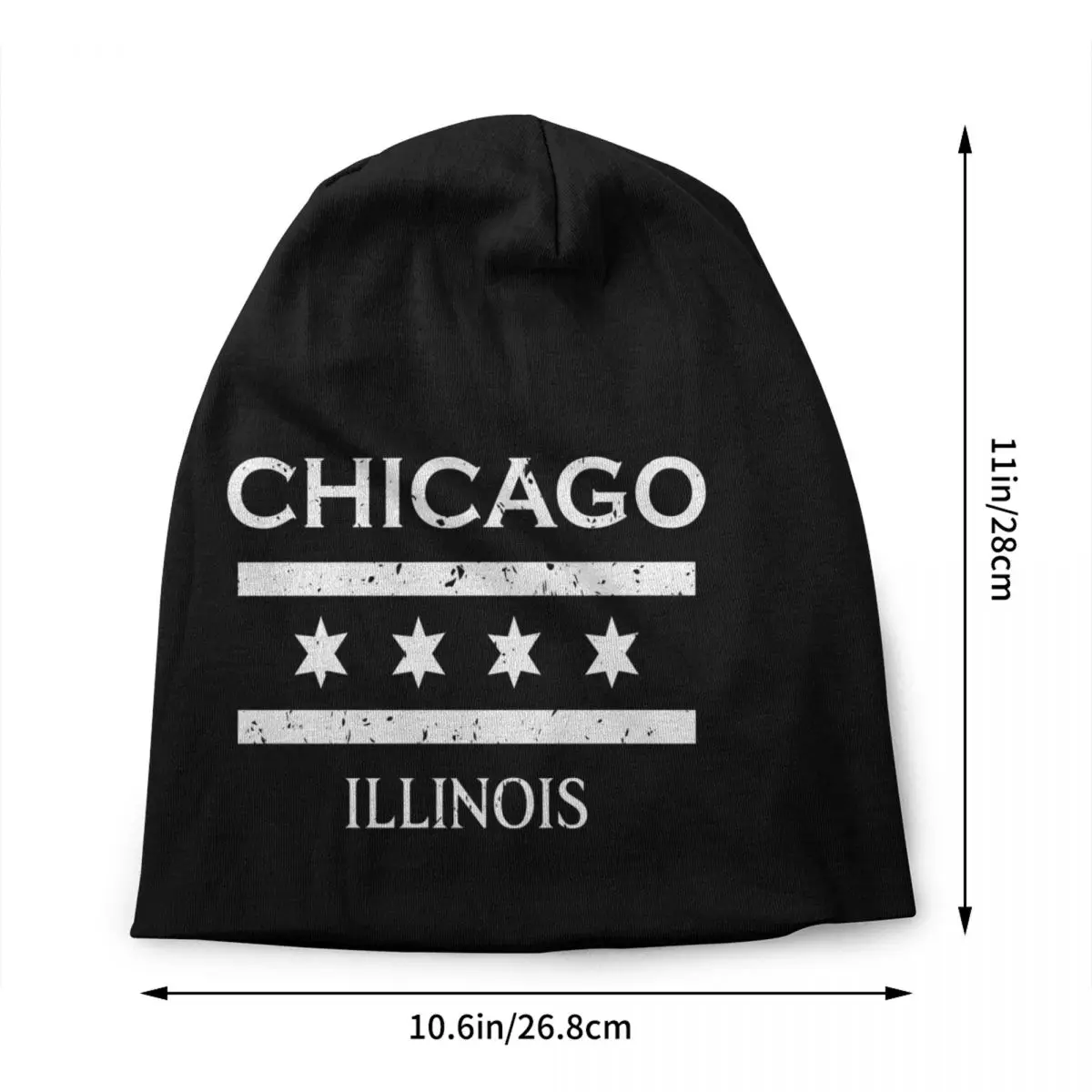 Custom Chicago Logo Skullies Beanies Caps Fashion Winter Warm Men Women Knit Hat Unisex Adult Bonnet Hats