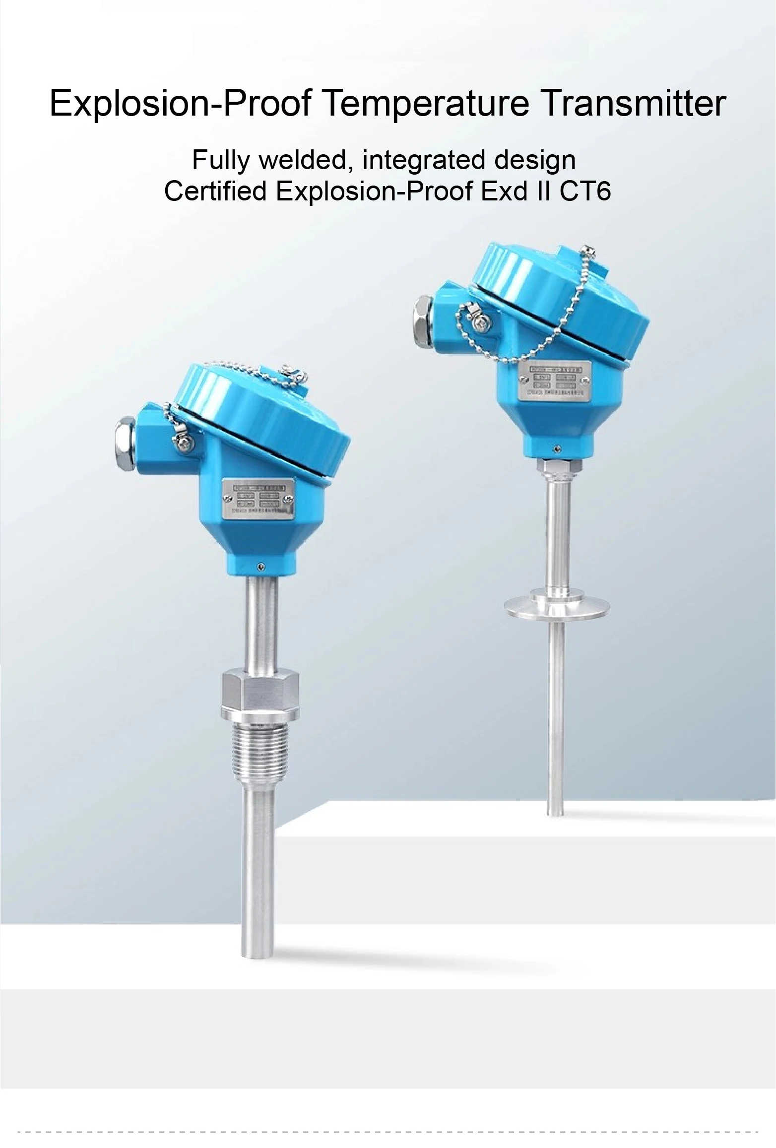 

PT100 Встроенный датчик RTD G1/2 4–20 мА -50–400 ℃ PCT200B Взрывозащищенный датчик температуры
