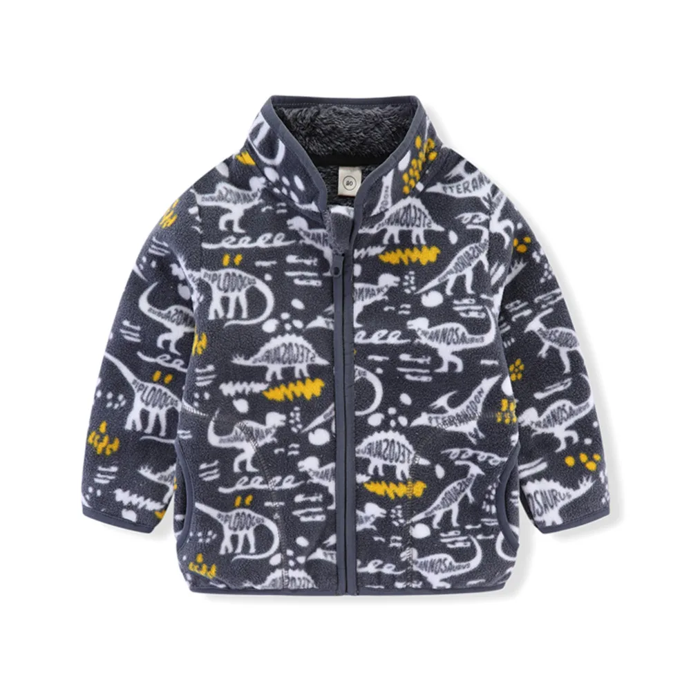 Neue 2-6T Kinder Fleece Jacke Herbst Winter Outwear für Jungen & Mädchen Auto Druck Baby Mantel Kinder der Kleidung Warme Kinder Jacke