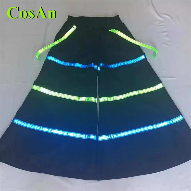

CosAn Ghost Dance Pants Fluorescent Reflective Street Dance Hip-hop Pants Night Cosplay Costume Flared Pants Reflection