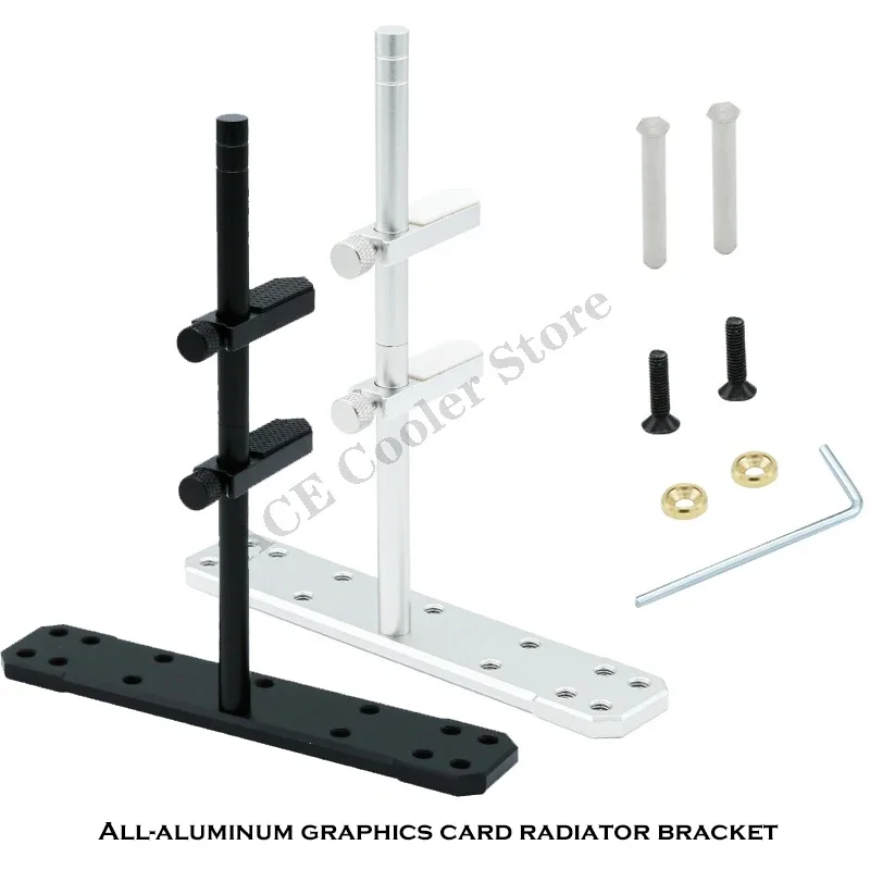 Computer Case Graphics Card Bracket for Side Glass Panel Chassis,Aluminum VGA GPU Support, 120 Fan Position Mounting