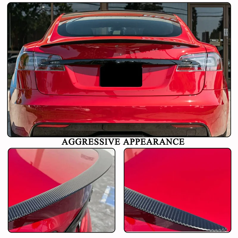 For Tesla Model S 2024-2021 Real Carbon Fiber Spoiler Rear Tail Wing Trunk Lip Spoiler Modification Auto Exterior Accessories