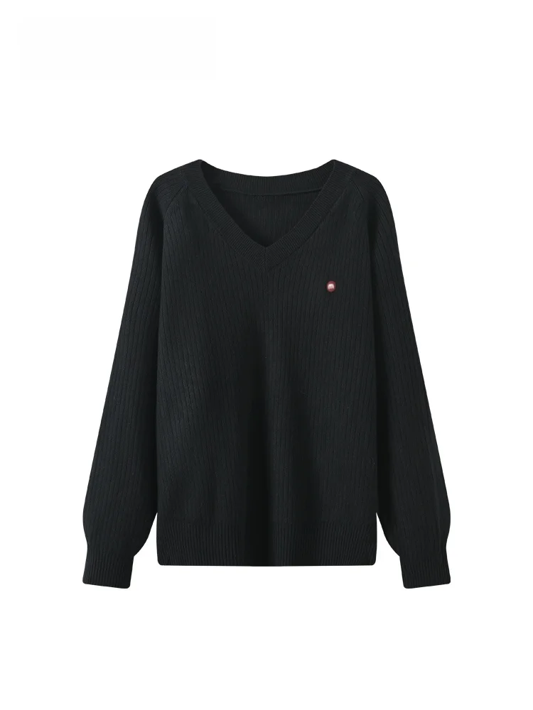 

plus Size Women's V-Ne Long Sve Knitwear Slimming Design Autumn Winter Faion Casual Comfortable Fit Ladies Top