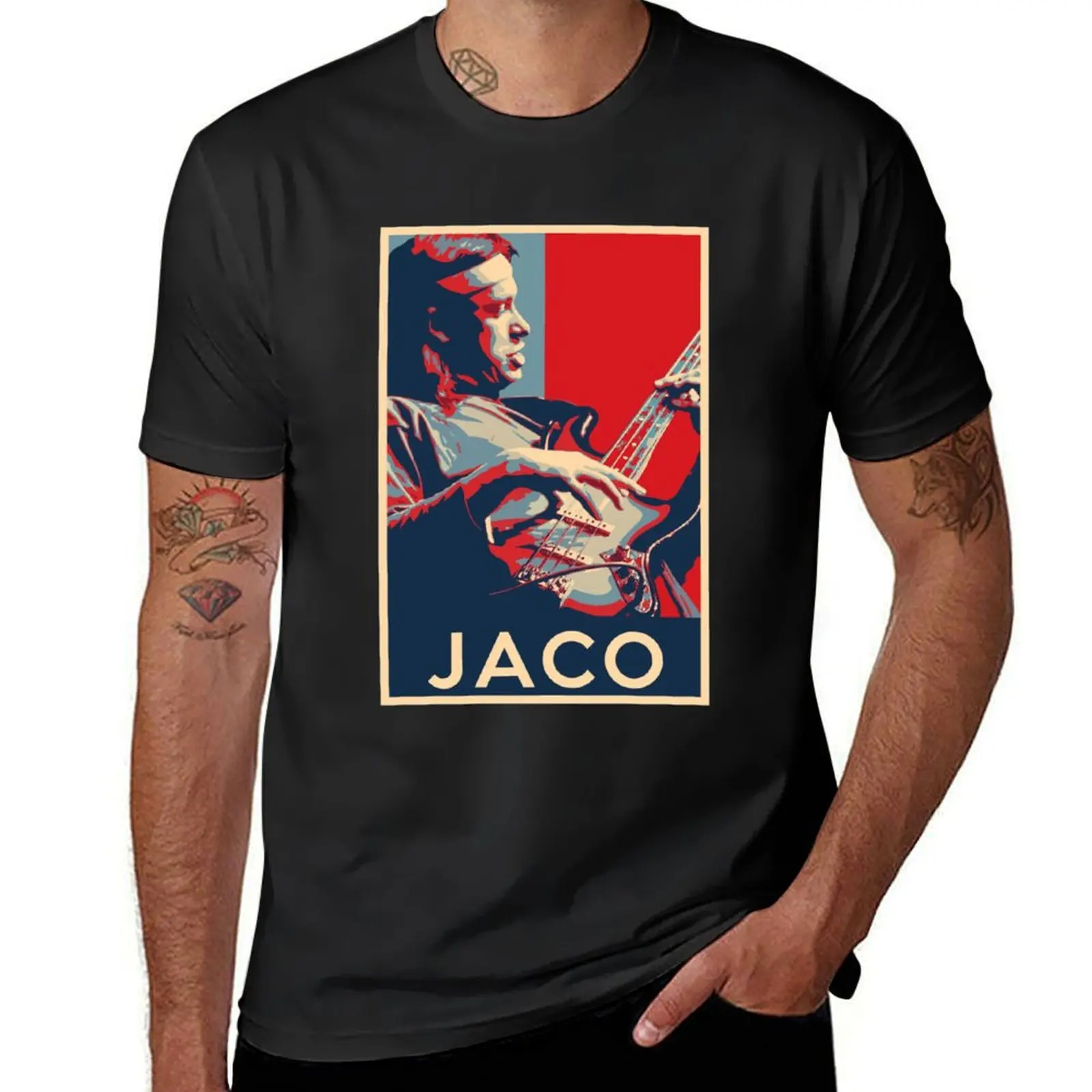 Jaco Pastorius Hope Poster - Sizes of Jazz Musician History T-Shirt summer top tops heavyweight t shirts for men