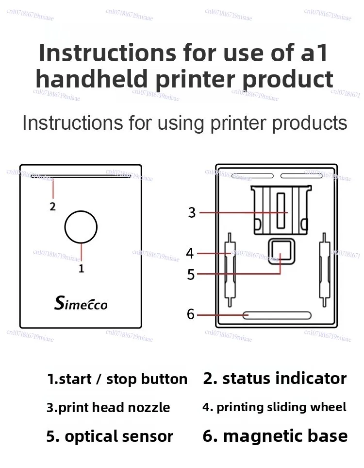 Mini petite impression à jet d'encre graphique couleur Bluetooth portable