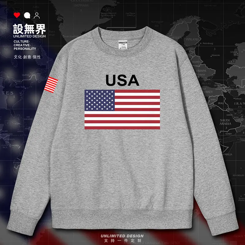 USA  Country The United States of America mens hoodies long sleeve white clothing men Sportswear for men clothes autumn winter