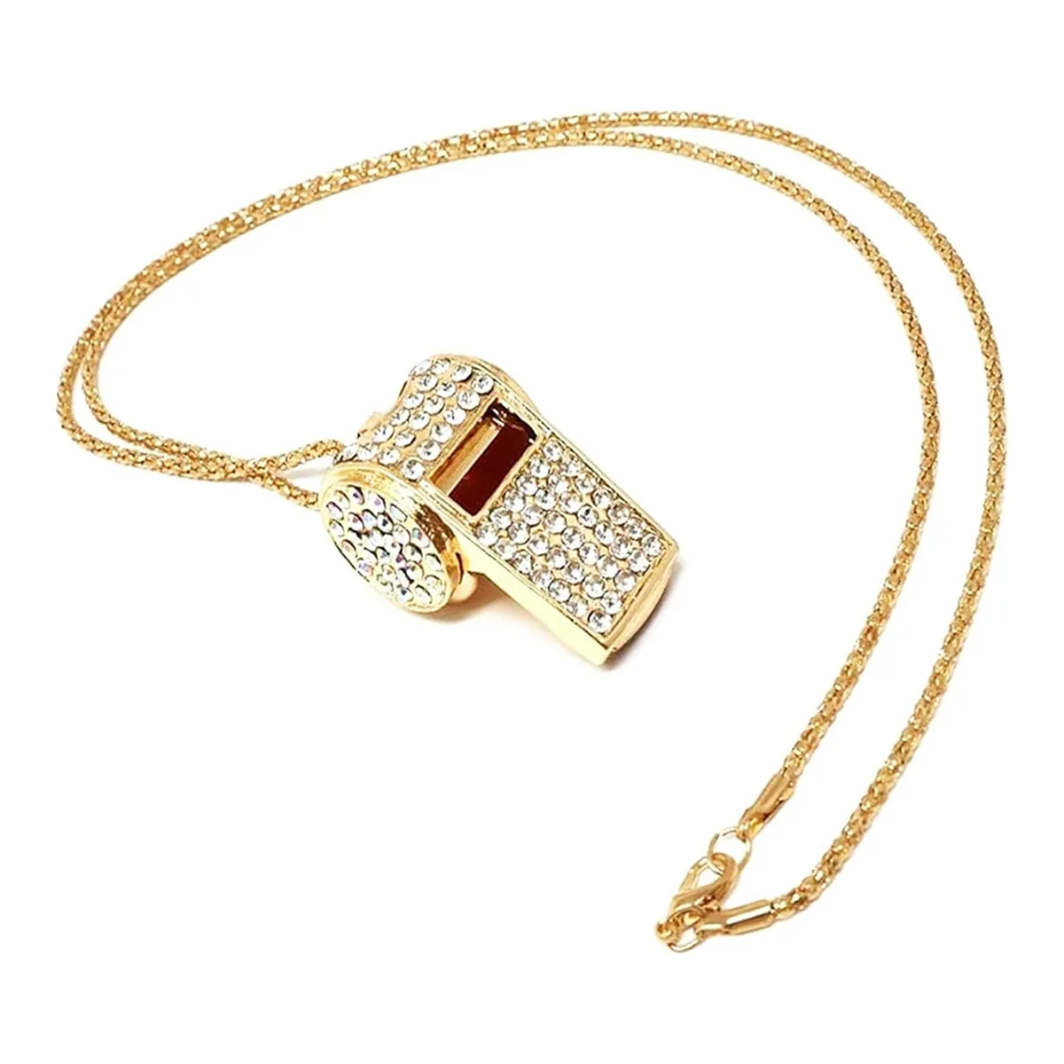 Silbato, Silbato de metal con diamantes de imitación de cristal, Silbato brillante con llavero para árbitros, entrenadores, profesores ricos