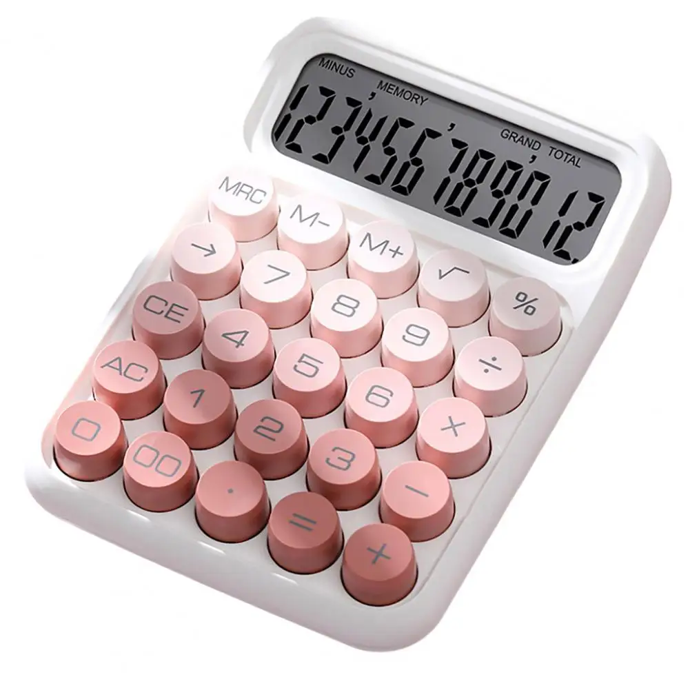 Calculadora de máquina de escribir Retro, calculadora mecánica de Color degradado Vintage con pantalla Lcd para el hogar y la Oficina, 12 unidades