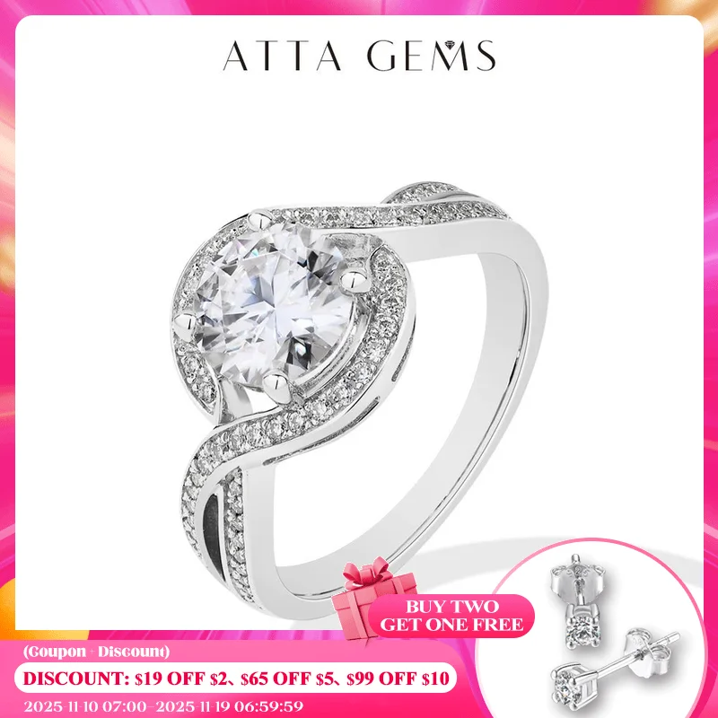 

ATTAGEMS круглые кольца с муассанитом 1,5 карата для женщин, серебряное сертифицированное кольцо 925, желтое золото, позолоченное, обручальное, свадебное, роскошные ювелирные изделия