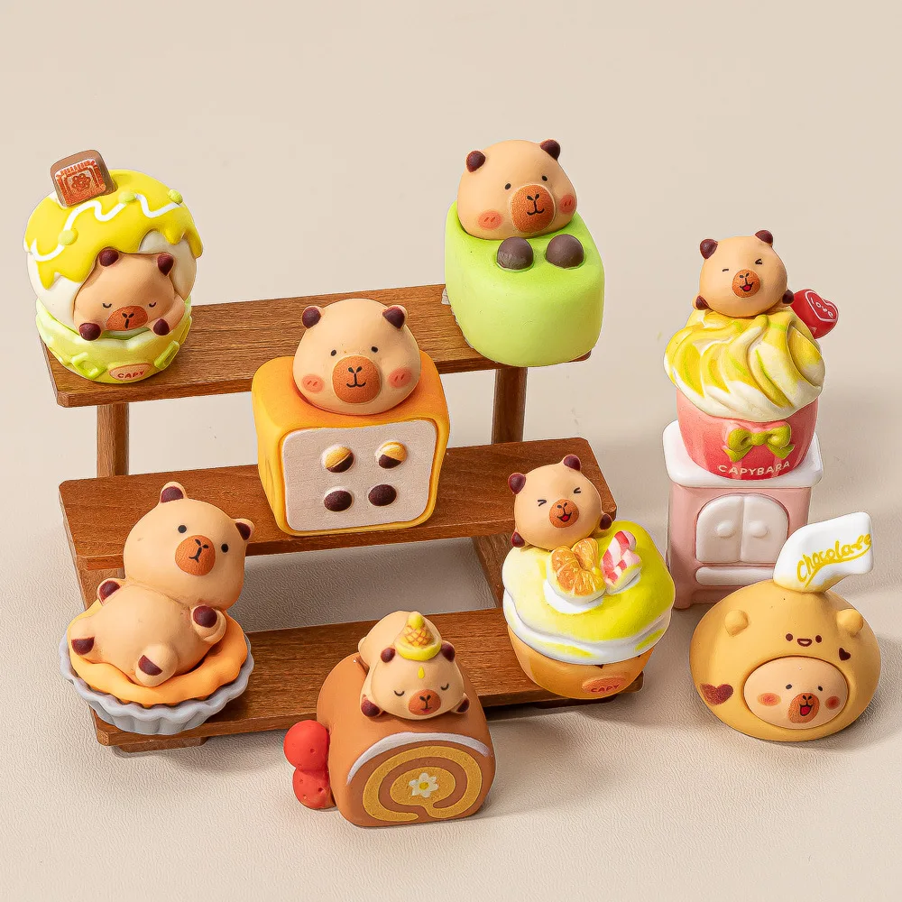 8-teiliges Set Dessert-Capybara-Figuren Tiermodelle Mini-Kapibara-Actionfiguren Spielzeug Heimdekoration Fangeschenk