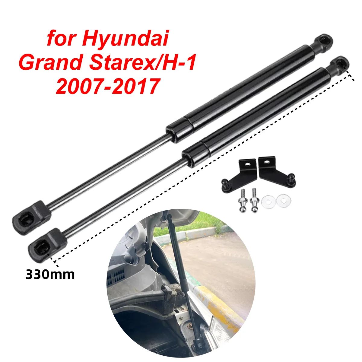 2 Stück für Hyundai Grand Starex/H-1 2007-2017 Auto Vordere Motorhaube Gasdruckfedern Haubenstützen Hubstützstangen – Detail 7