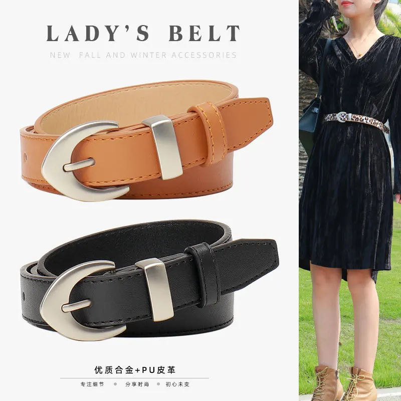 

European American Fashion Women's PU Leather Belt, Leopard Print Versatile Dress Belt with Pin Buckle