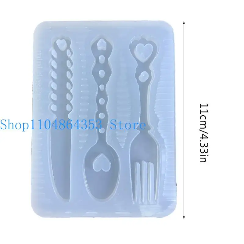 652F هندسة الحب- سكين- شوكة ملعقة القالب السيليكون راتنج الايبوكسي القالب DIY