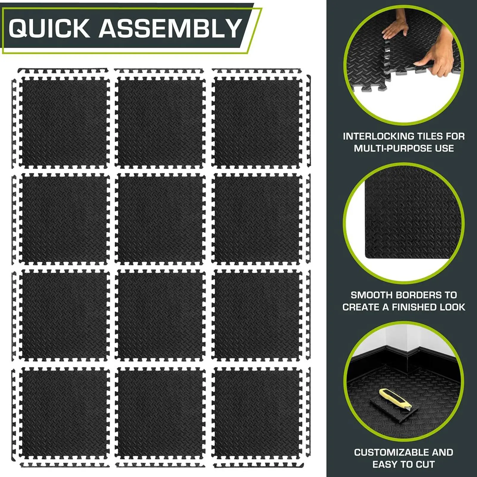 سجادة أرضية للتمرين من الإسفنج من بلاط الصالة الرياضية المنزلية لليوجا واللياقة البدنية للأطفال الصغار والحضانة وغرفة النوم وغرفة المعيشة