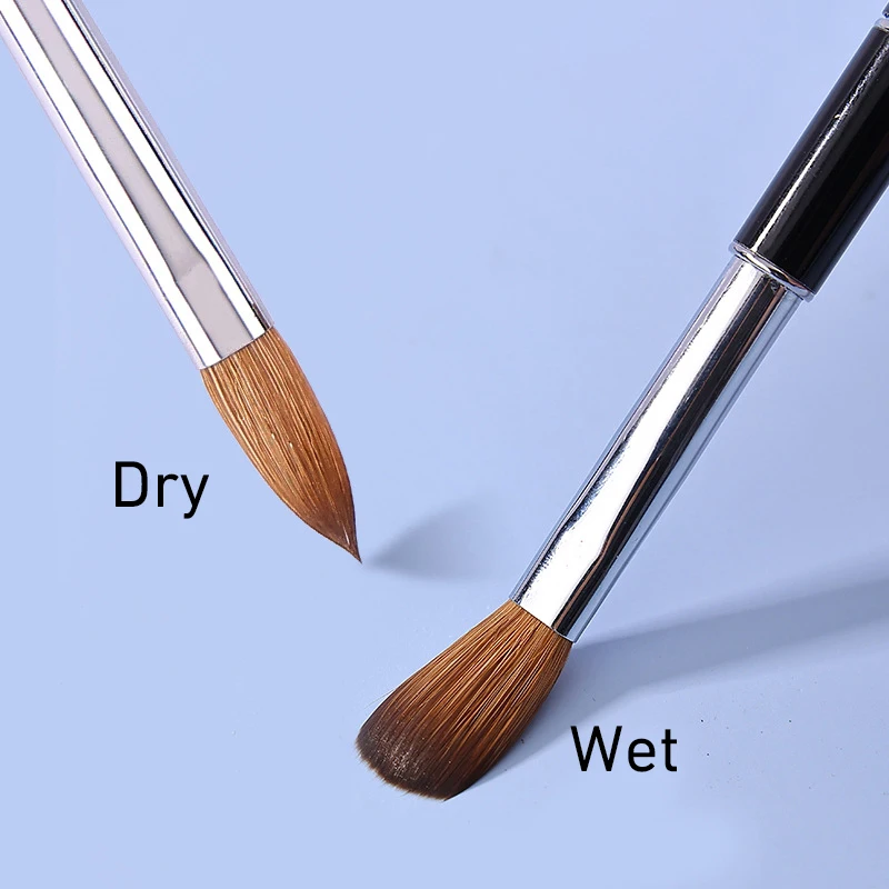 100% Kolinsky Acrylic Nail Brush Oval Crimped Black Metal Handle Professional Good Quality for Acrylic Powder Size 2-18