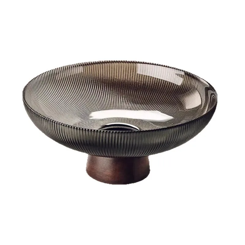 

New Chinese style modern high-end simple high-foot glass fruit plate household coffee table model room
