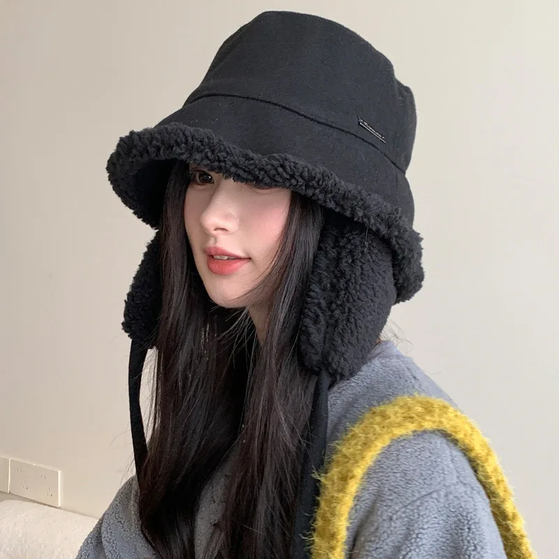 

Winter Hats Women New Double-Sided Fisherman Cap Ear Warm Hat Fashionable Bucket Hat Windproof Cold-Proof