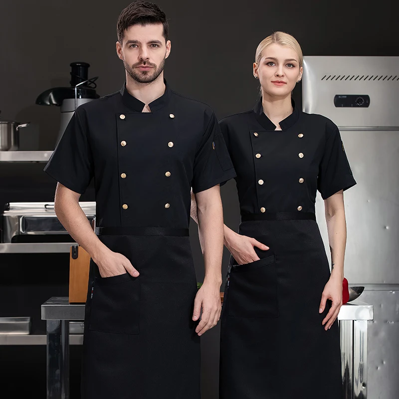 Ropa de trabajo para hombre y mujer, uniforme de Chef de restaurante occidental, camisas de Hotel, ropa de cocinero, uniforme de manga corta, camarera de cocina