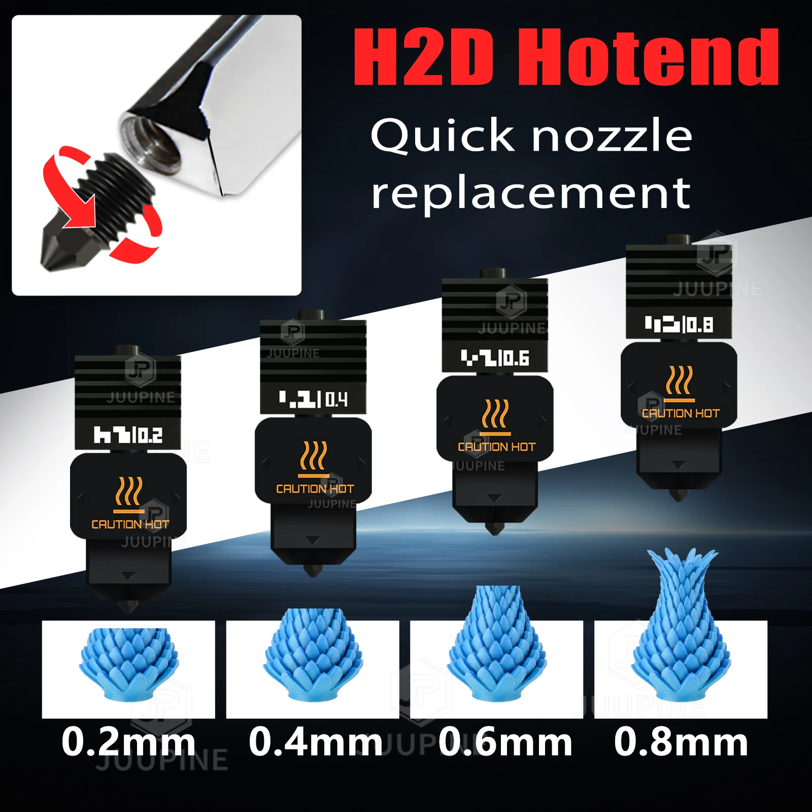 

Сменное сопло Hotend для Bambu Lab H2D в сборе, комплект Hotend 0,2 0,4 0,6 0,8 мм, сменное сопло для 3D-принтера Bamboo LabH2d