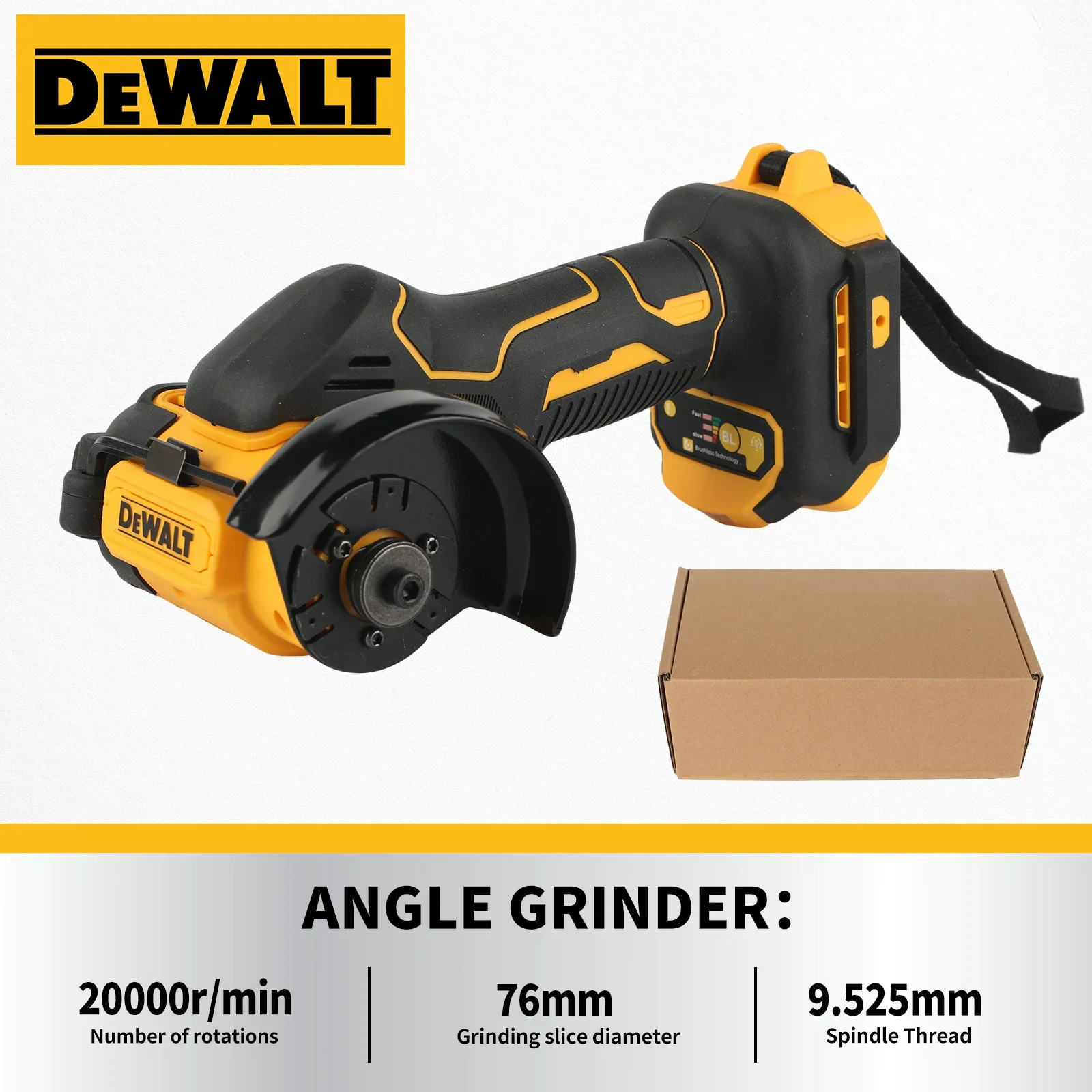 For DEWALT DCG438 20V Brushless Angle Grinder 76mm Cordless Cutting Saw 20000RPM 400W For Metal Wood Cutting Polishing Handtools