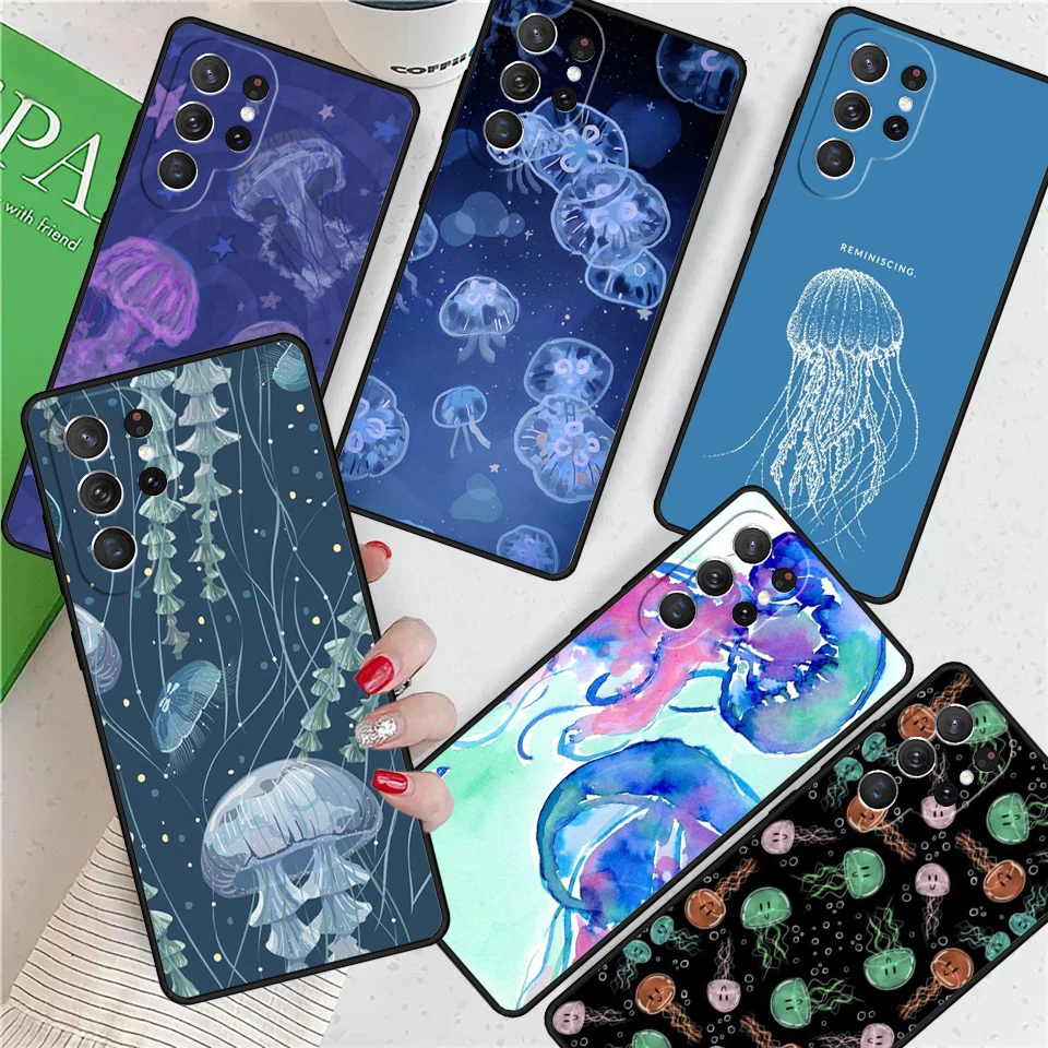 

Cute Cartoon Jellyfishes For Samsung Galaxy S24 Ultra S21 S22 S8 S9 S10E Note 10 20 Plus FE S23 Phone case Cover Coque