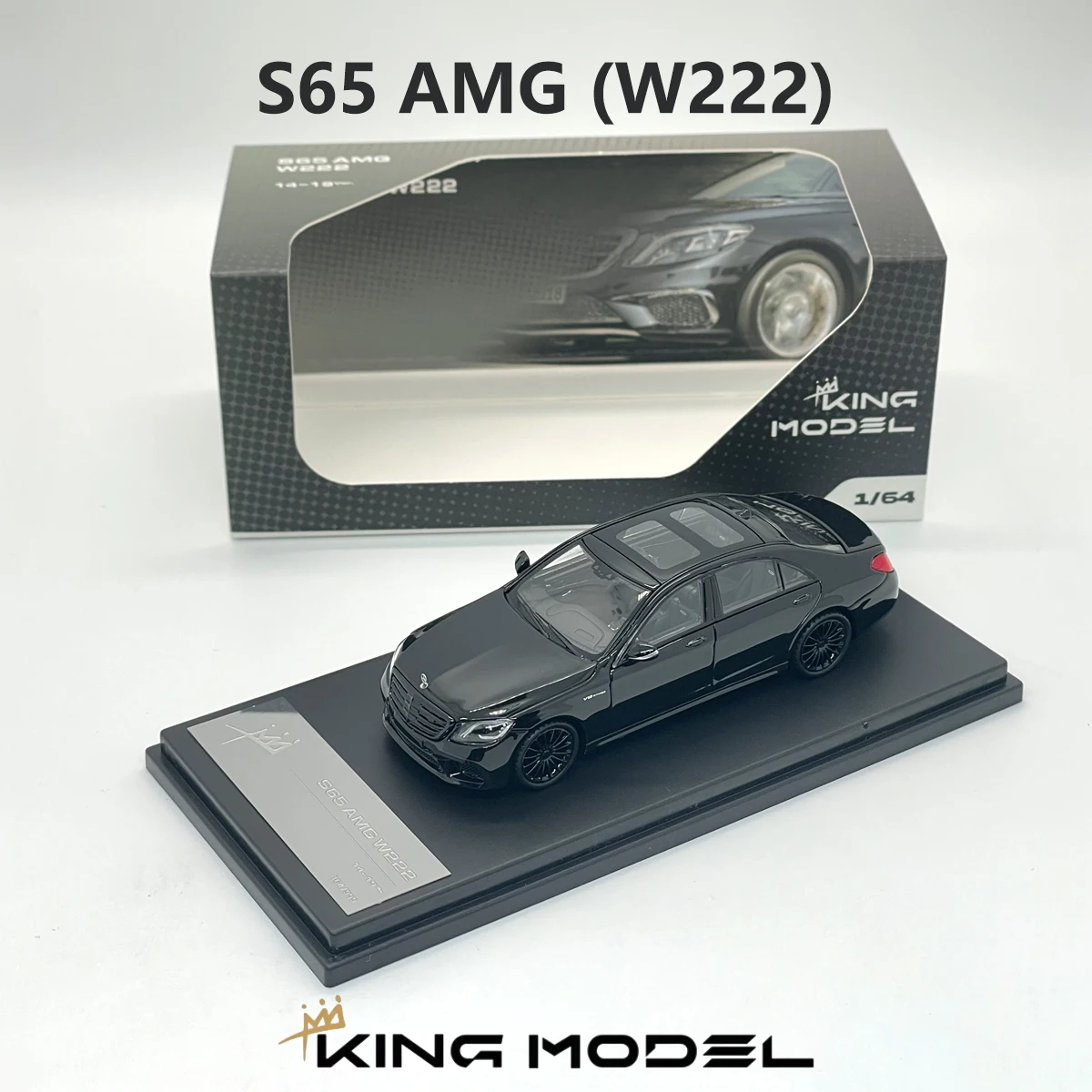 Expédition rapide en stock Modèle King 1:64 Noir brillant S65 AMG W222 V12 Berline de luxe haut de gamme Performance exceptionnelle Modèle miniature à collectionner KM-S65-004