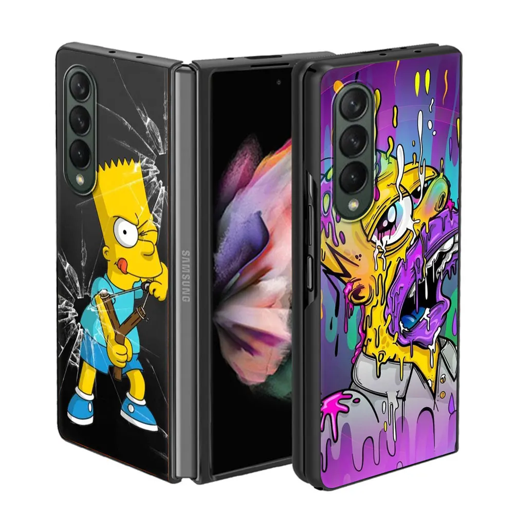 Homer Jay Simpson Case for Samsung Z Fold3 Fold4 5G Phone Cover for Galaxy ZFold 3 Fold 4 Black Hard Fundas 6.7 Inches