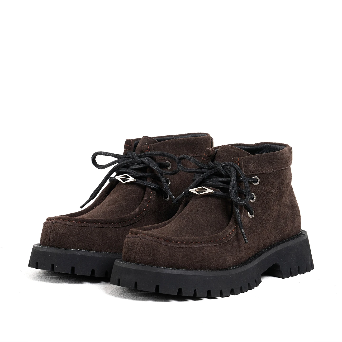 

Retro thick sole height increasing casual short leather boots for men's lace up work outdoor motorcycle boots kangaroo shoes