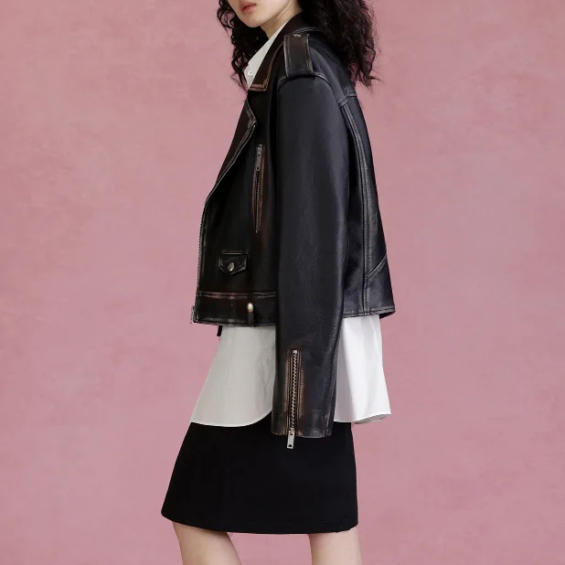 Chaqueta Medieval de cuero de vaca auténtico para hombre y mujer, nuevo estilo, 2023