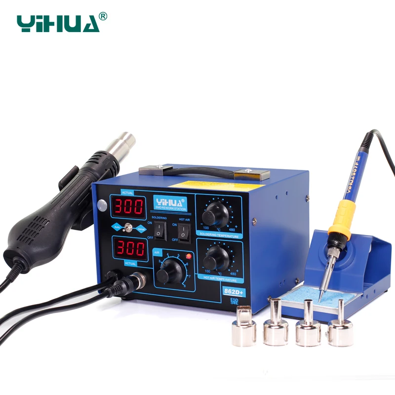 

720W phone Repair Air Soldering Station With Heat Gun For Solder spot welding machine YIHUA 862D+