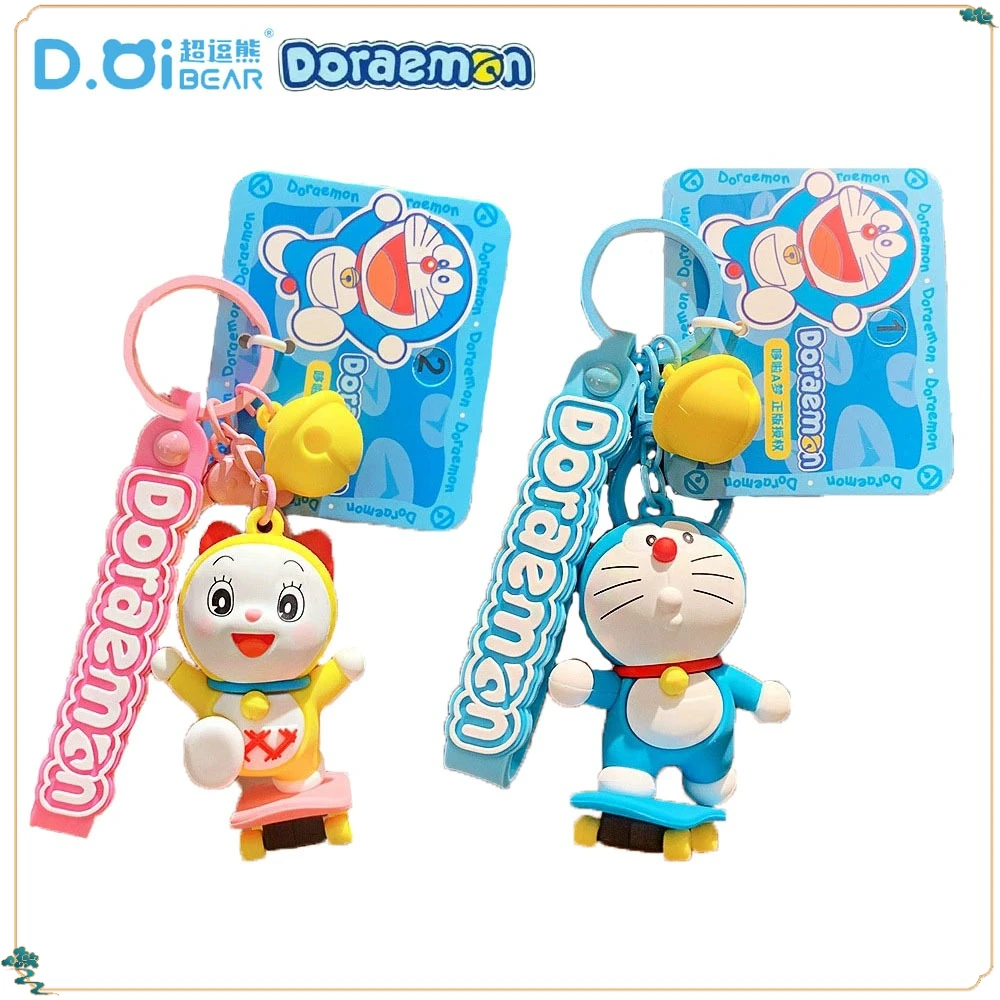 

Original Doraemon Skateboard Series Keychain Anime Characters Student Backpack Cute Keyrings Pendant Accessories Birthday Gifts