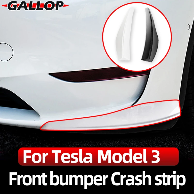 For Tesla Model 3 Car Front Bumper Corner Anti-Collision Strip ABS Front Bar Protective Cover Trim Decoration Accessories Refit