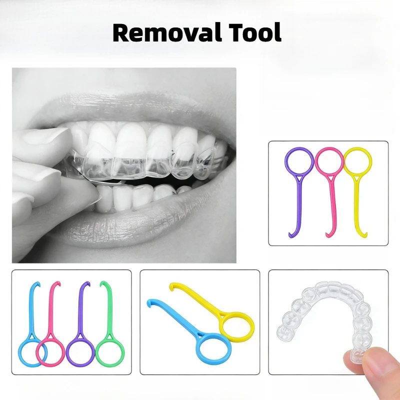 

100PCS Orthodontic Aligner Removal Tool Braces Extractor Nice Invisible Removable Braces Clear Oral Care Remove Plastic Hook