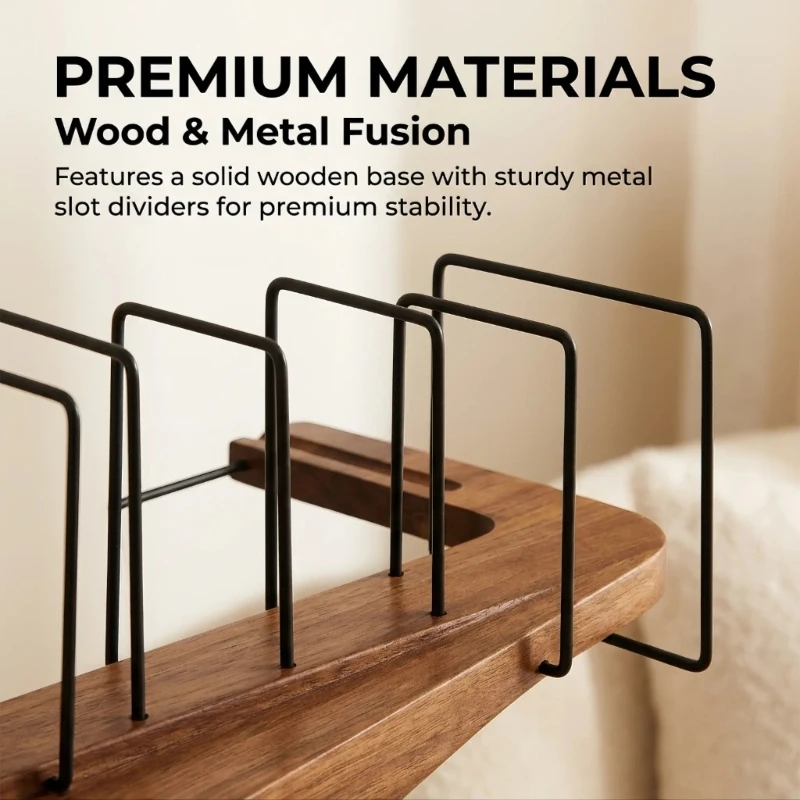 HX5E Four-Divider Disc Storage Rack for Desktop Album Collection Display