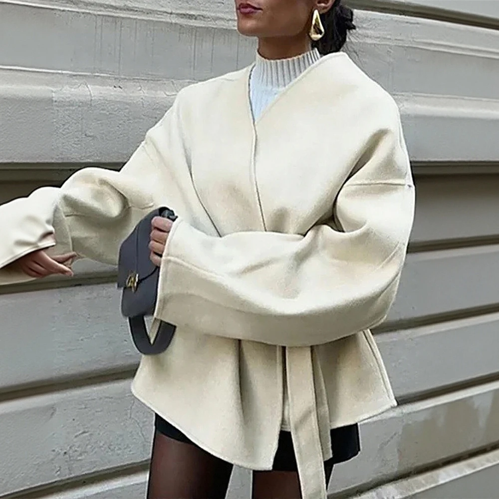 

Spring Autumn Women's Lace-Up Jacket European American Style Versatile Personalized Design Fashionable Outerwear