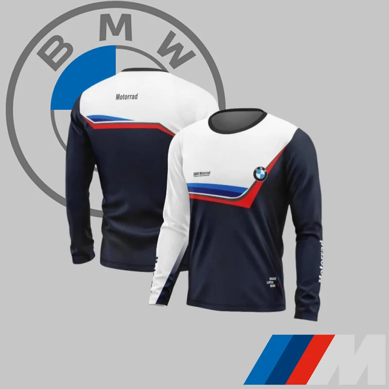 

Новая мужская быстросохнущая классическая высококачественная автомобильная спортивная брендовая футболка с длинными рукавами BMW, удобный повседневный топ для внедорожного мотоцикла