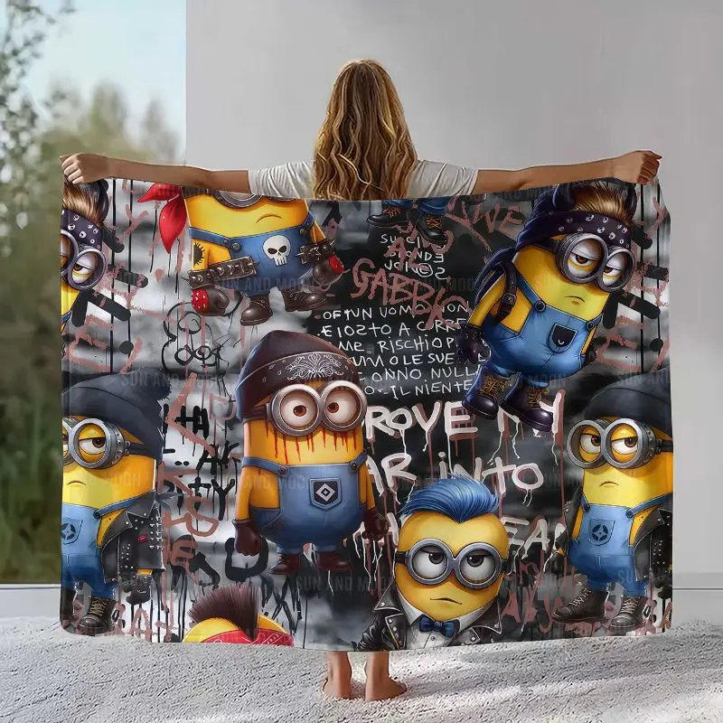 Funny Kawaii M-Minions Cartoon Soft Flannel Throw Blanket,Cozy Warm Blanket for Bed,Sofa,Living Room,Picnic,Home Decor,Gift Kid