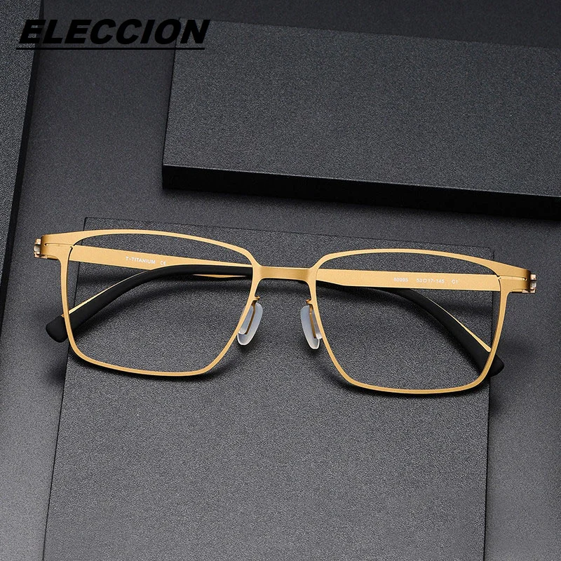 

ELECCION Glasses Frame Men 2024 New Ultralight Titanium Screwless Eyewear Optical Myopia Prescription Eyeglass Frame