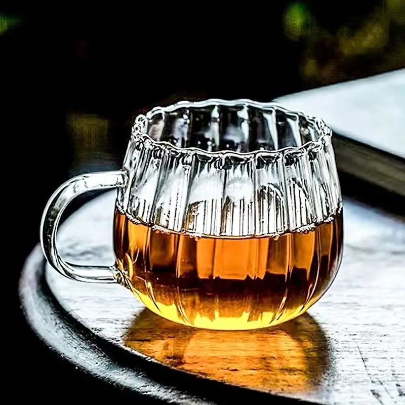 Glass Mug Heat-Resistant With Handle Breakfast Milk Cup Office Home Coffee Mugs Pumpkin Pattern Drinkware