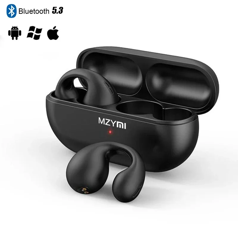 

MZYMI TW01 Bluetooth5.3 Earphone Open Ear Air Conduction Ear Clip Headphone TWS Wireless Sport Gaming HIFI Earbuds Built-in Mic