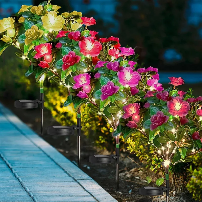 

Solar Rhododendron Lamp Outdoor Courtyard Decoration Lamp, LED Simulated Mountain Red Flower Lamp Halloween Christmas,Holiday