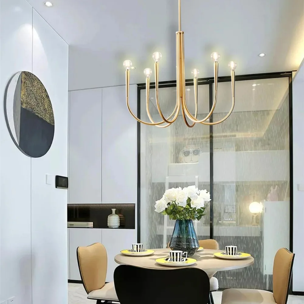 Lámparas colgantes de vela para sala de estar, luz colgante negra de estilo francés, candelabro Led de lujo, decoración de habitación, Lustre