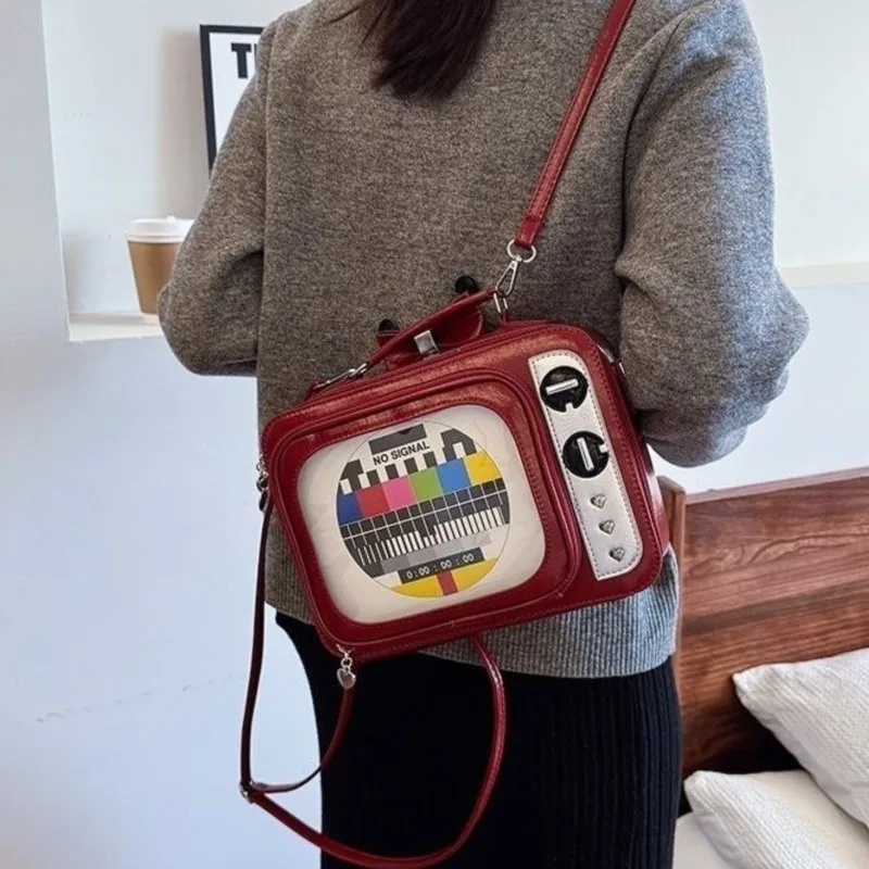 JIAERDI ريترو حقيبة يد تلفزيونية صغيرة المرأة مربع واضح أنيمي Ita حقيبة السيدات سعة كبيرة متعددة الوظائف لطيف على ظهره 2025 جديد #2
