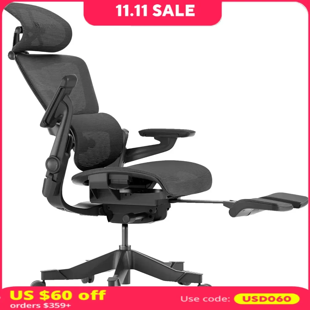 Office Chair, Ergonomic, Lumbar Support,Office Chairs with Headrest and Footstool with Back Support, Comfort Mesh Computer Chair