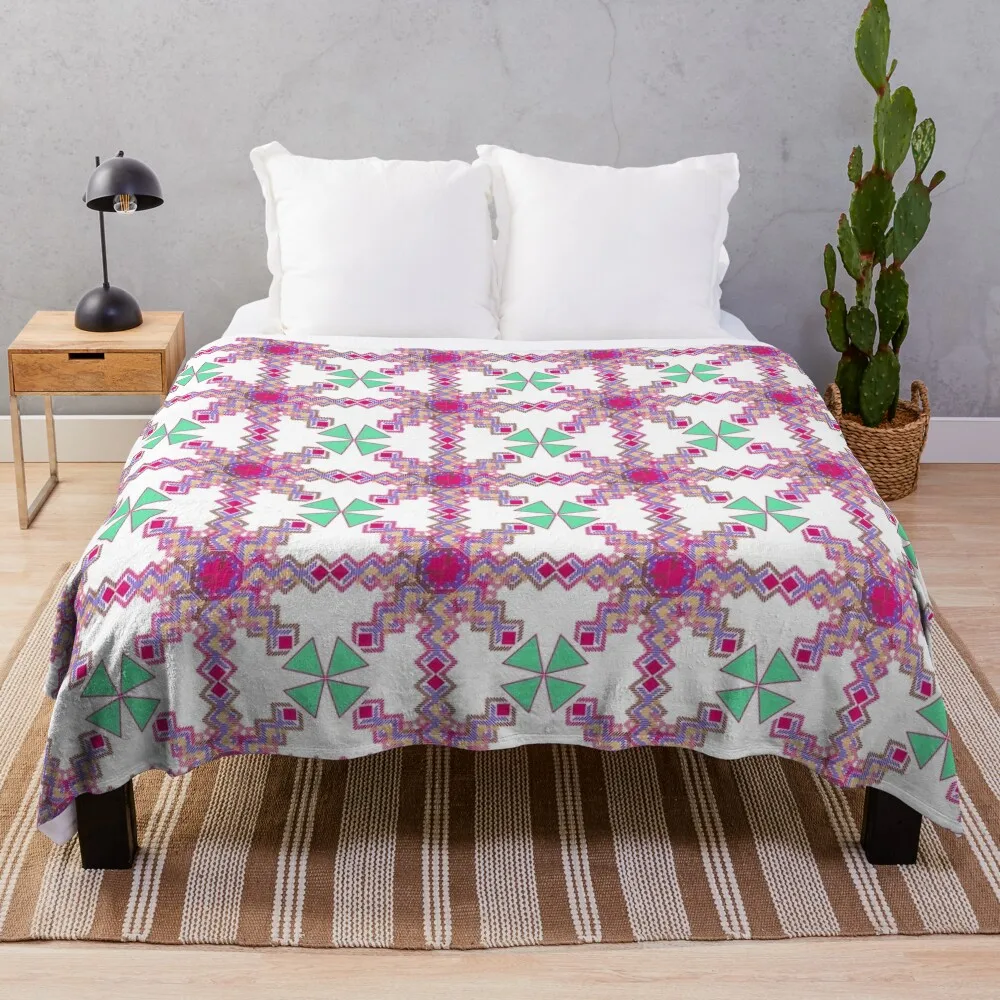 

A pattern of squares and triangles in pink and green Throw Blanket Luxury Brand halloween Blankets