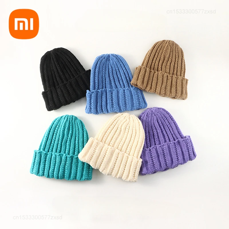 Xiaomi New Women Men Autumn Winter Warm Knitted Hat Solid Color Thickened Thermal Windproof Hat Knitted Crochet Couple Hat Cap