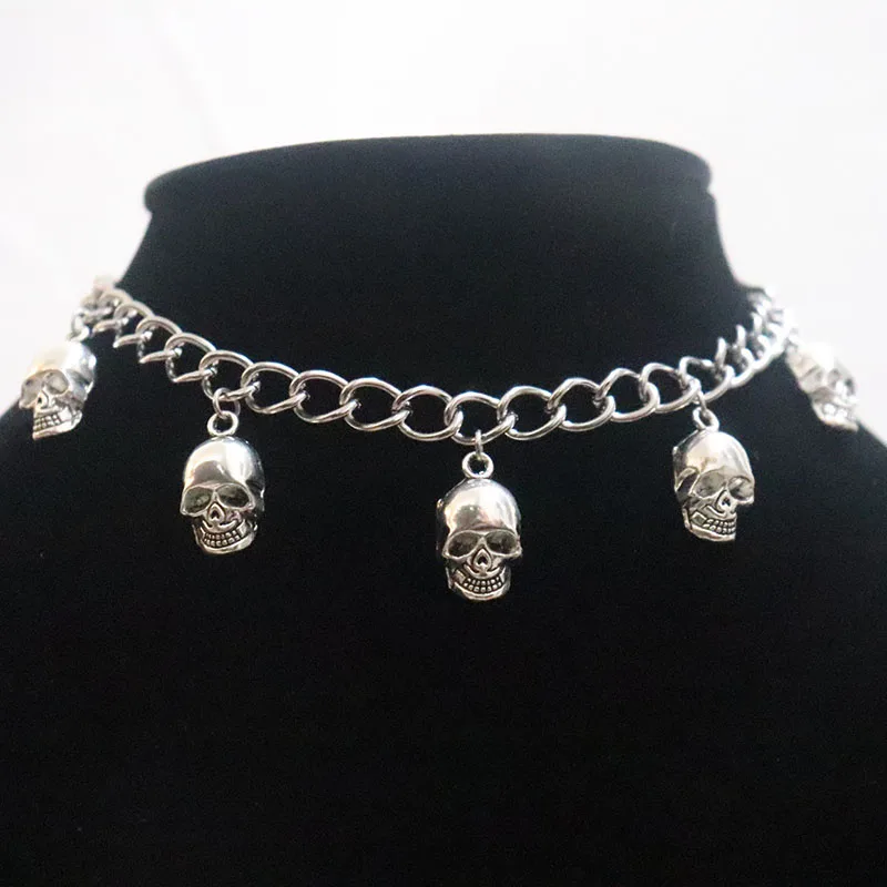 Vintage Exaggerated Skull Metal Pendant Necklace For Women Men Hip Hop Punk Cool Harajuku Choker Necklace Fashion Jewelry New