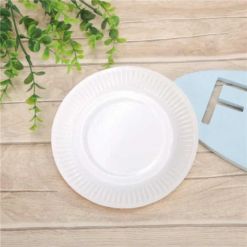 50Pcs 6 -9 Inch Disposable Party Paper Plate White DIY Baby Birthday Party Decoration Paper Dinner Plate Round Disposable Items