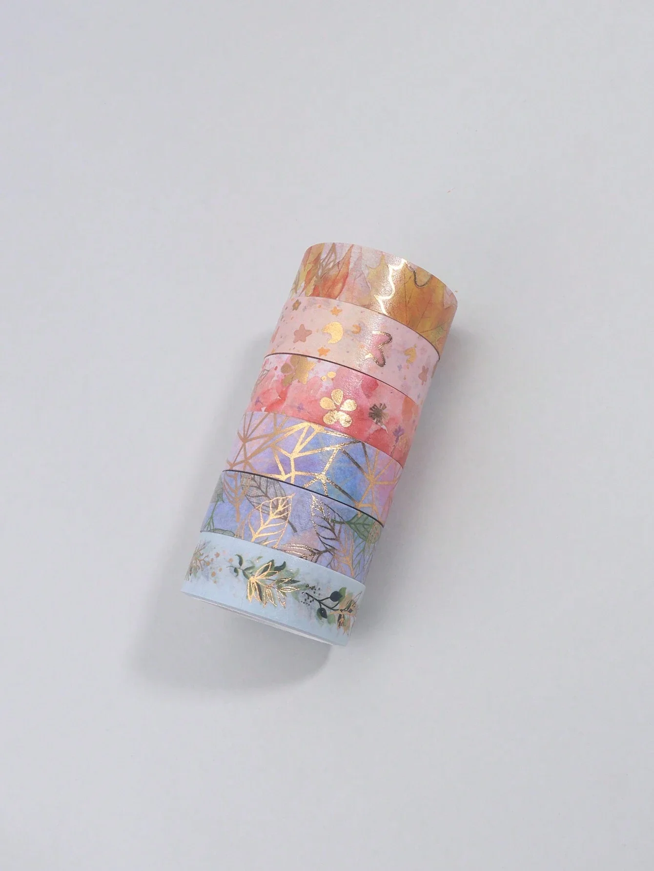 مجموعة 6 لفات من شريط اشي البرنز على شكل زهرة مع شريط لاصق مزخرف يدويًا إبداعيًا لمجلة غير المرغوب فيها، سجل القصاصات