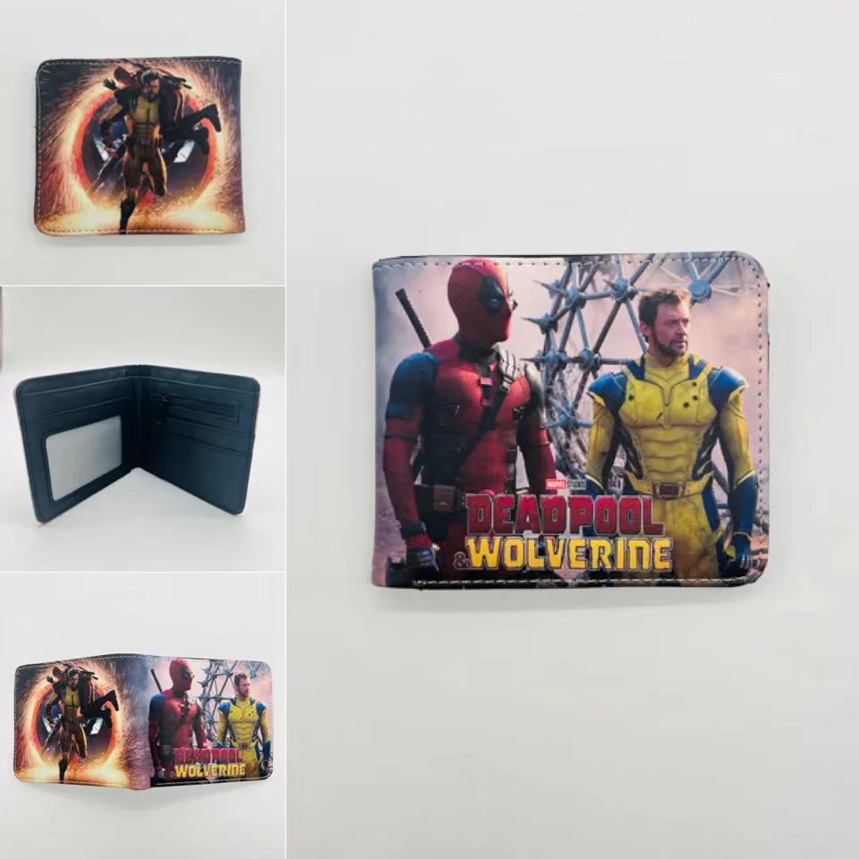 Hot Toys Marvel Avengers Wolverine Anime Foldable Wallet Deadpool Men Bank ID Card Holder Card Clip Bag Cartoons Cosplay Gifts